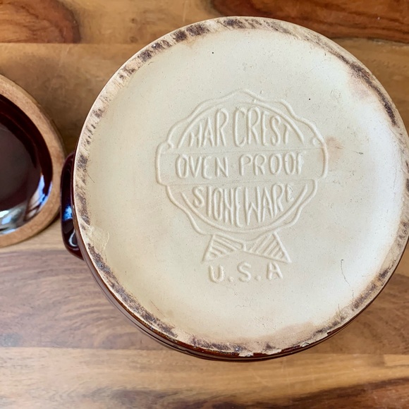 Vintage Mar Crest Oven Proof Stoneware Crock Baked Bean Pot With Lid - Picture 7 of 10